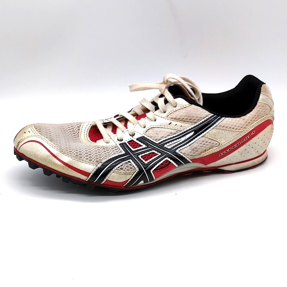 Asics Shoes Mens Hyper MD 4 White Black Red  11.5 Track & Field Cleats G101N